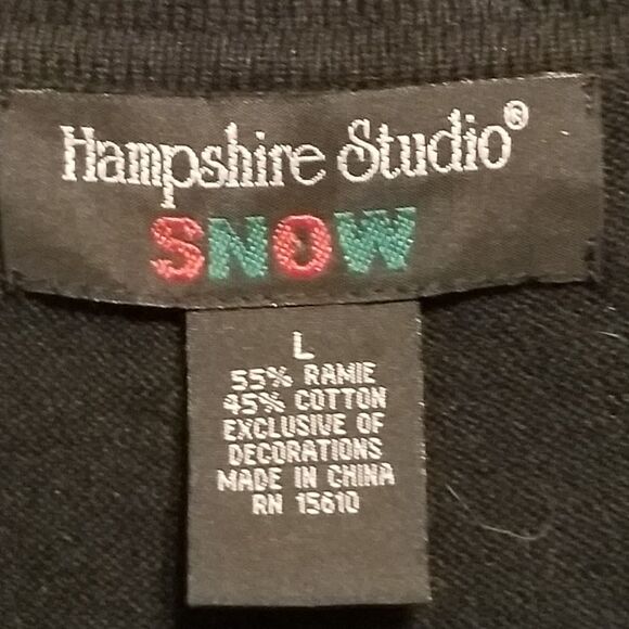 Hampshire Studio Snow L Sweater Vest Full Zip Poinsettia Christmas Holiday Vtg - Picture 4 of 7